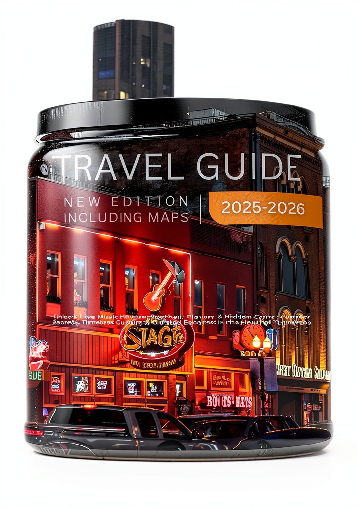 Installing Nashville Travel Guide Kindle by Explore Tennessee – 115 Page Print on a wooden desk